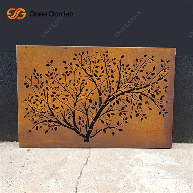 Abstract Outdoor Corten Steel Privacy Screen