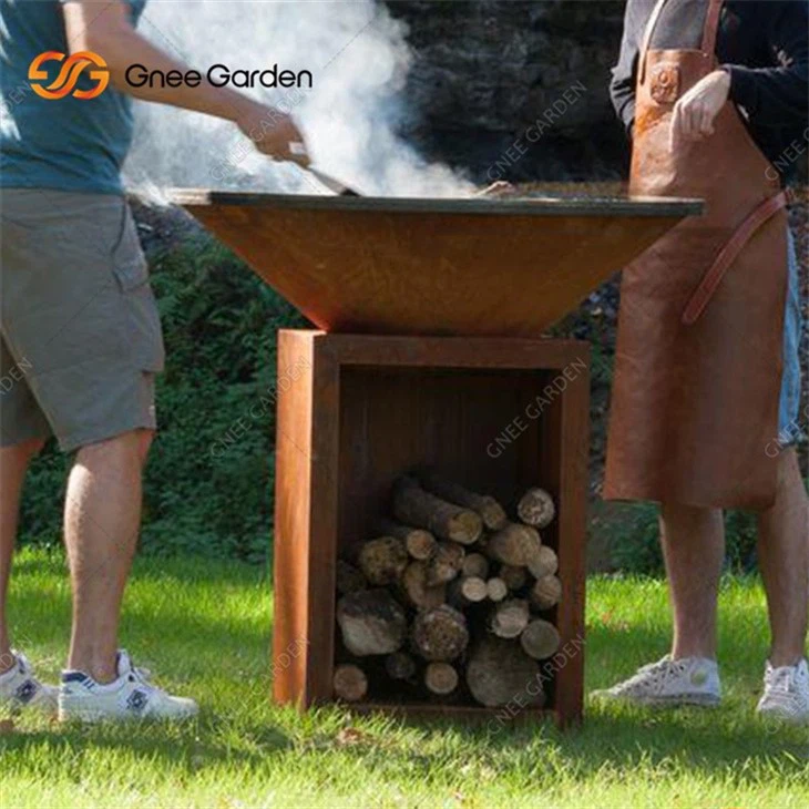 Corten Steel Cooktop BBQ Grill Table For Sale