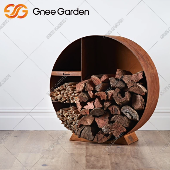 कॉर्टन स्टील लॉग होल्डर गार्डन आउटडोर