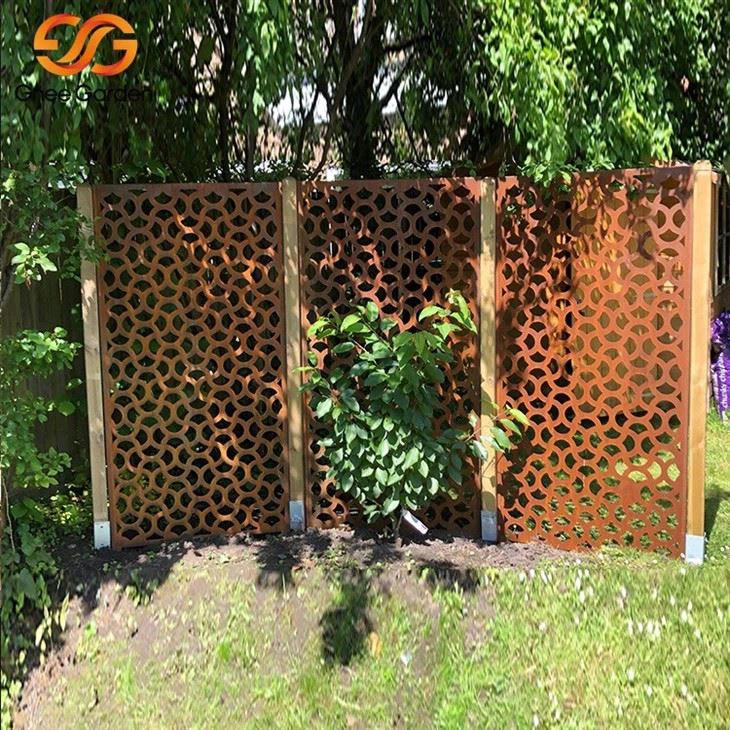 corten steel screen outdoor privacy screen2