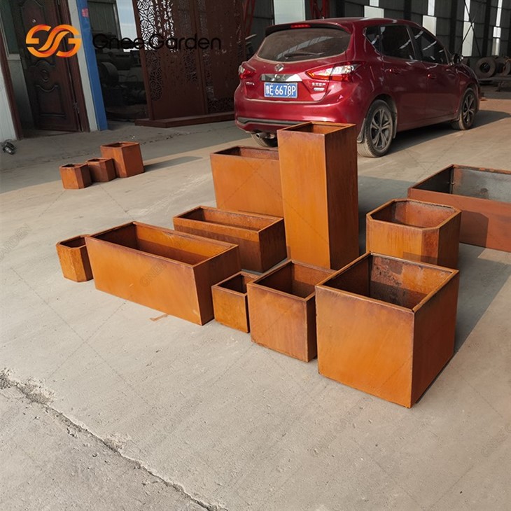 Corten Steel Tree Planters Raised Garden Beds Large Outdoor Metal Planters