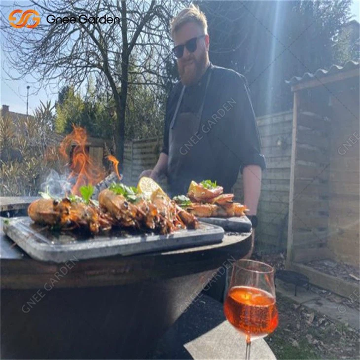 Courtyard Corten Steel Woodburning BBQ Grill