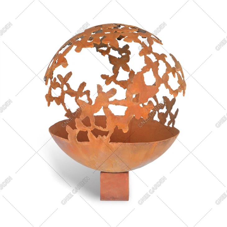 फ़ैक्टरी आपूर्तिकर्ता प्राचीन धातु हीटर कॉर्टन स्टील फायर स्फीयर