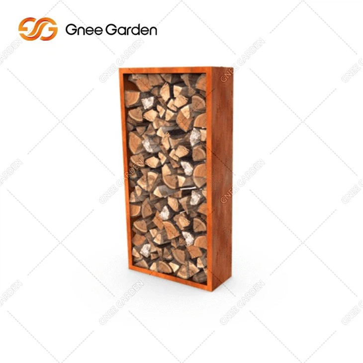 Firewood Log Storage Rack Square Corten Steel Rack
