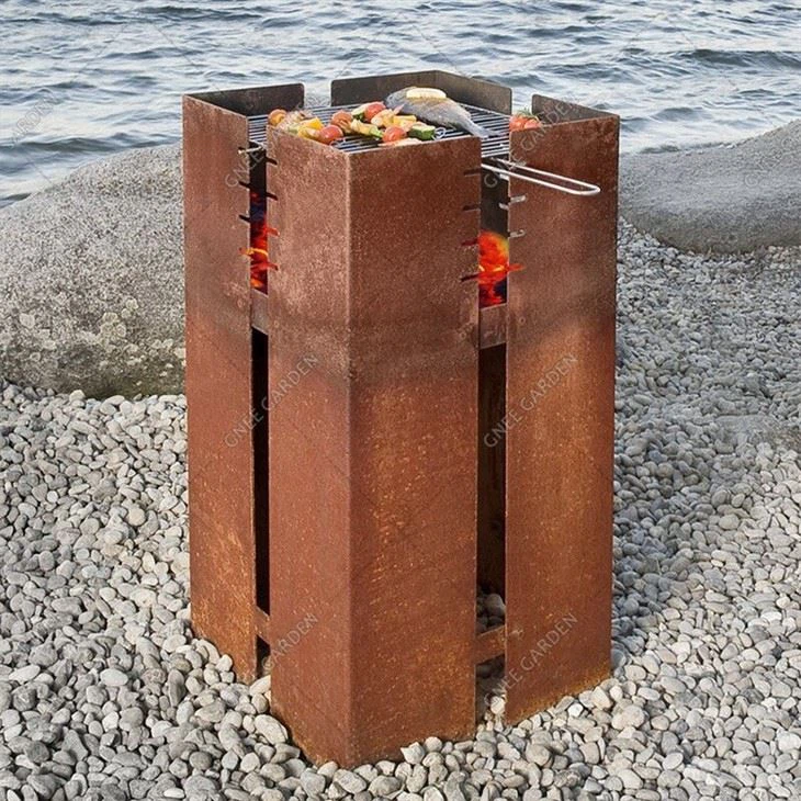 Garden Rust Corten Steel Fire Pit Bbq
