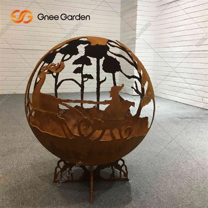 Garden Wood Burning Corten Steel Fire Ball