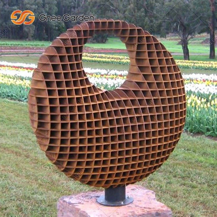 Modern Outdoor Abstract Corten Steel Rusty Metal Sculpture