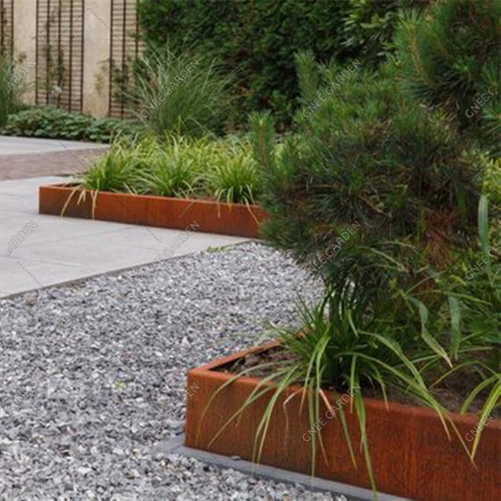 Rectangular Corten Steel Planters Flower Bed Customized