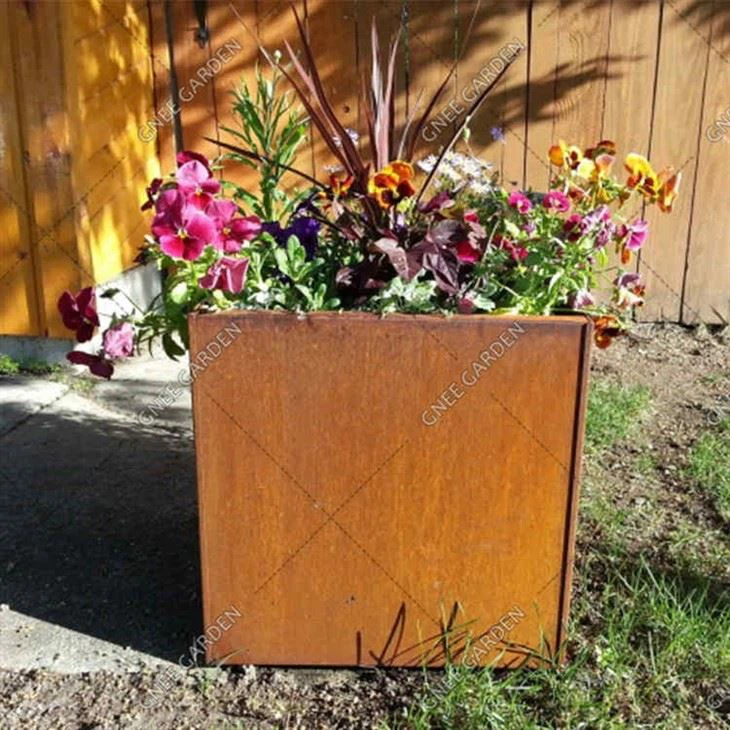 Rustic Metal Planters Garden Corten Steel Square Planter