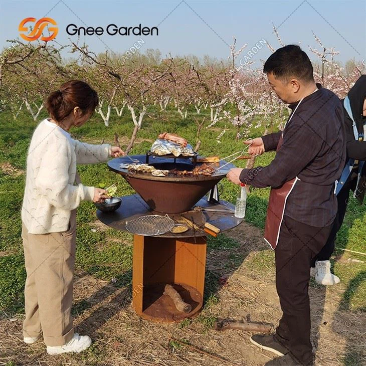 Rusty Corten Steel Metal BBQ Grill Barbecue