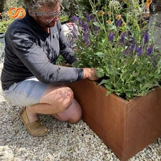 आउटडोर के लिए बॉक्स आकार कॉर्टन स्टील प्लांटर