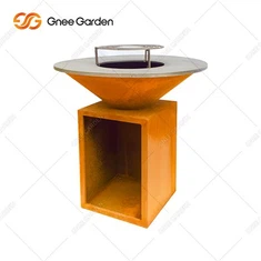 फ्लैट टॉप के साथ कोर्टेन स्टील बीबीक्यू ग्रिल