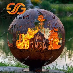 कॉर्टन स्टील फायरप्लेस क्षेत्र