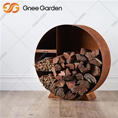 कॉर्टन स्टील लॉग होल्डर गार्डन आउटडोर