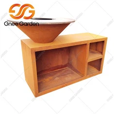 कॉर्टन स्टील आयताकार आउटडोर कुकिंग फायर पिट