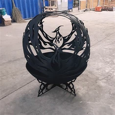 लेजर कट गोलाकार ब्रेज़ियर कस्टम धातु पैटर्न उत्कीर्णन कॉर्टन स्टील फायर पिट