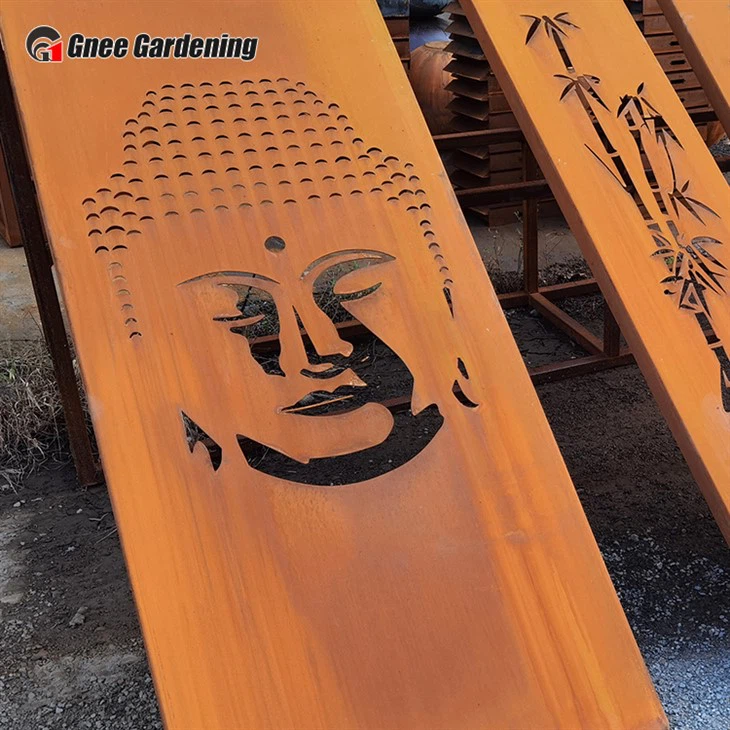 सजावटी धातु कॉर्टन स्टील बाड़सजावटी बाहरी बाड़