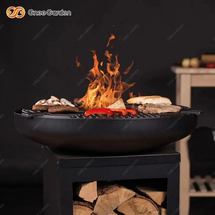 Corten Steel Plancha Firepit Grill Barbecue With Storage Space