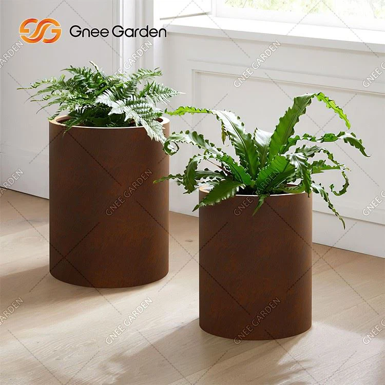 Custom Round Corten Steel Small-scale Planter