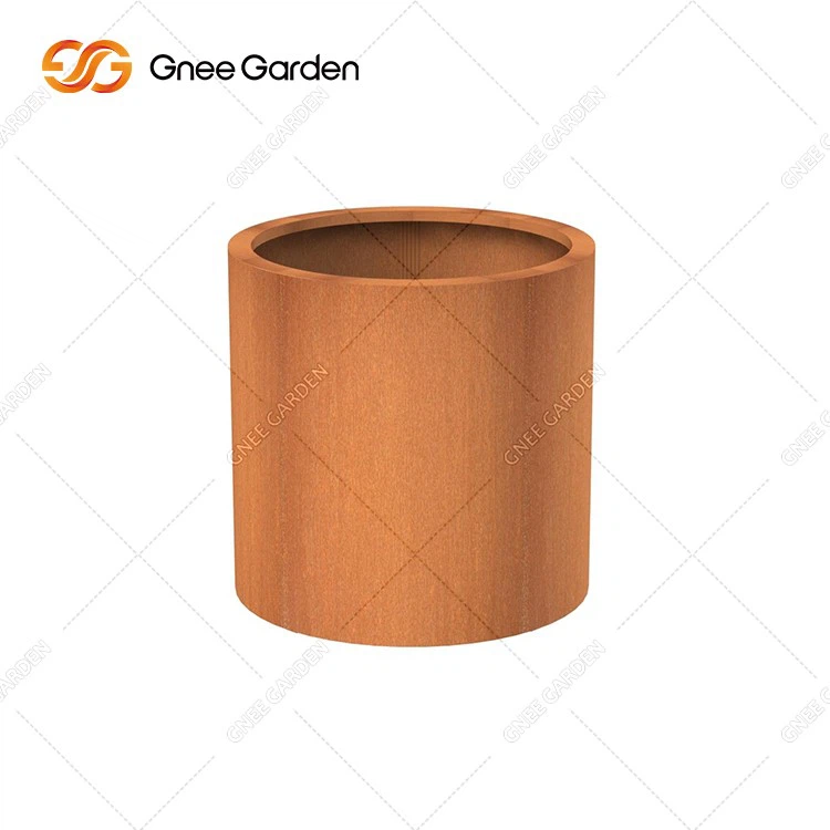 Round Outdoor Corten Metal Plant Pot