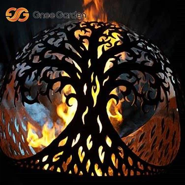 Weathering steel metal rust resistant design fire ball outdoor fire pit