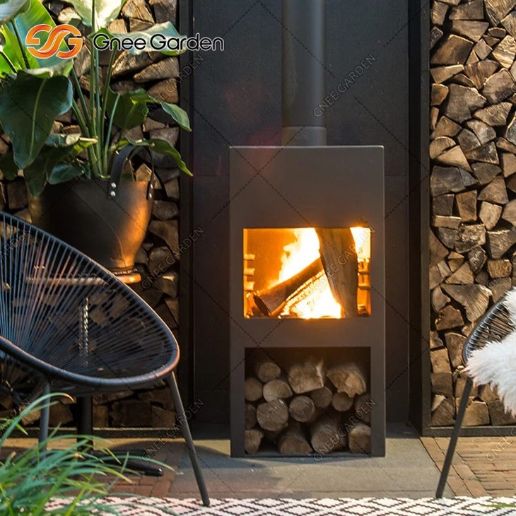 Corten Steel Outdoor Fireplace Wood Burning Chiminea