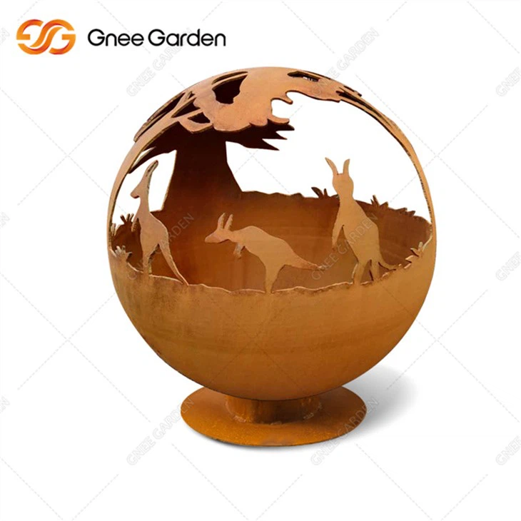 कोर्टयार्ड रस्ट कॉर्टन स्टील फायरपिट बॉल