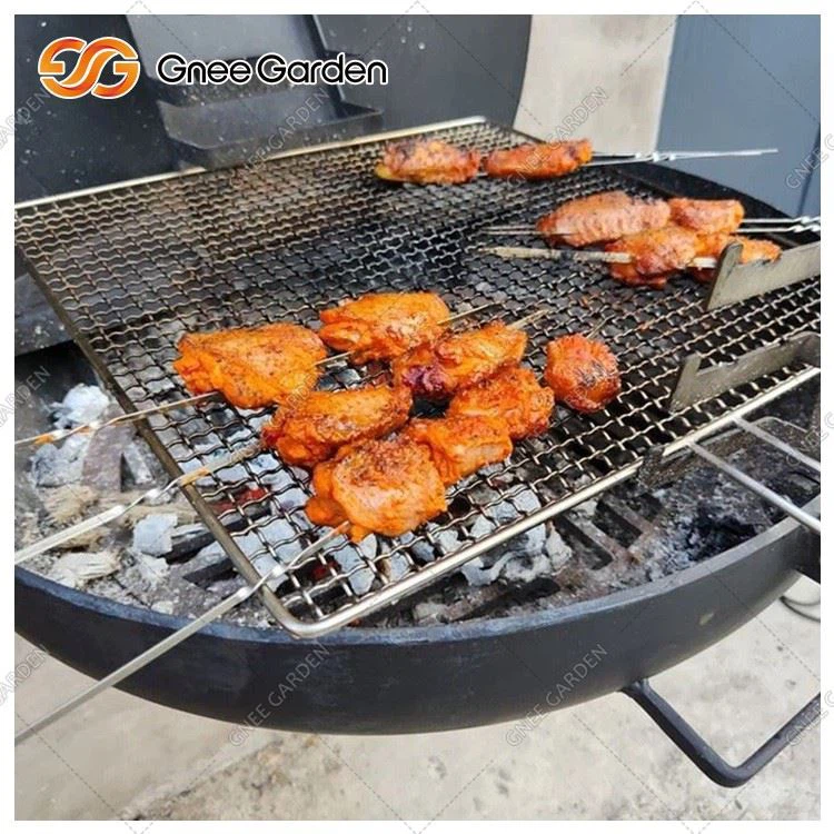 Wall Mounted Retractable Corten Fire Pit Cooking Grill